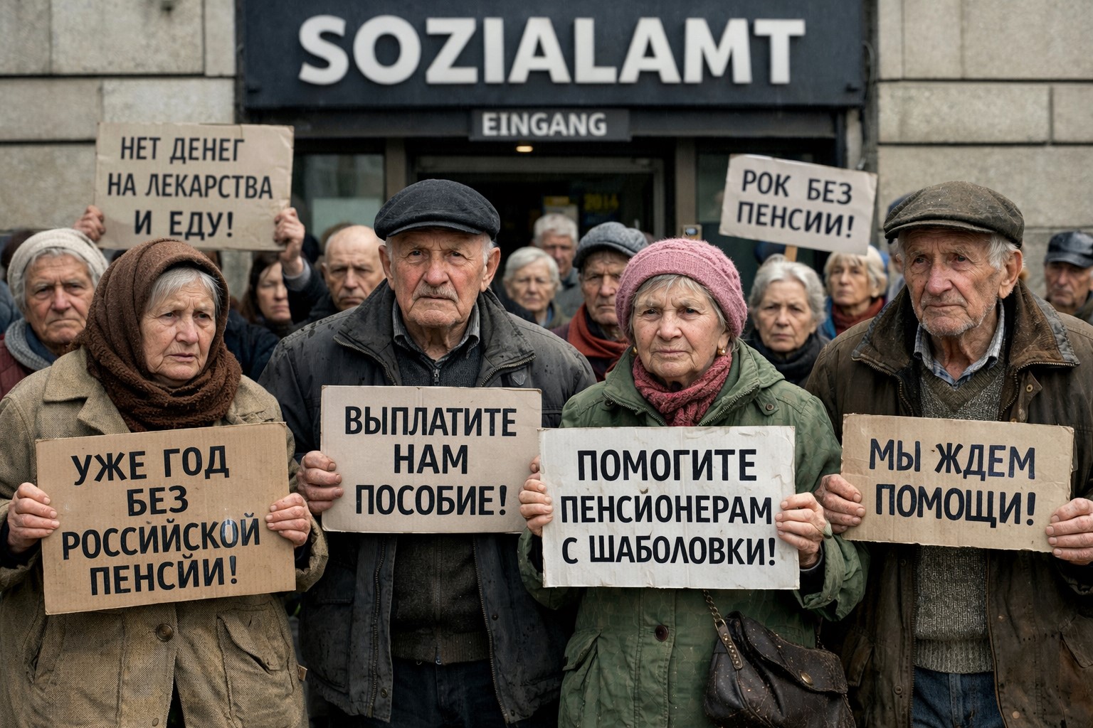 Protest vor dem Sozialamt